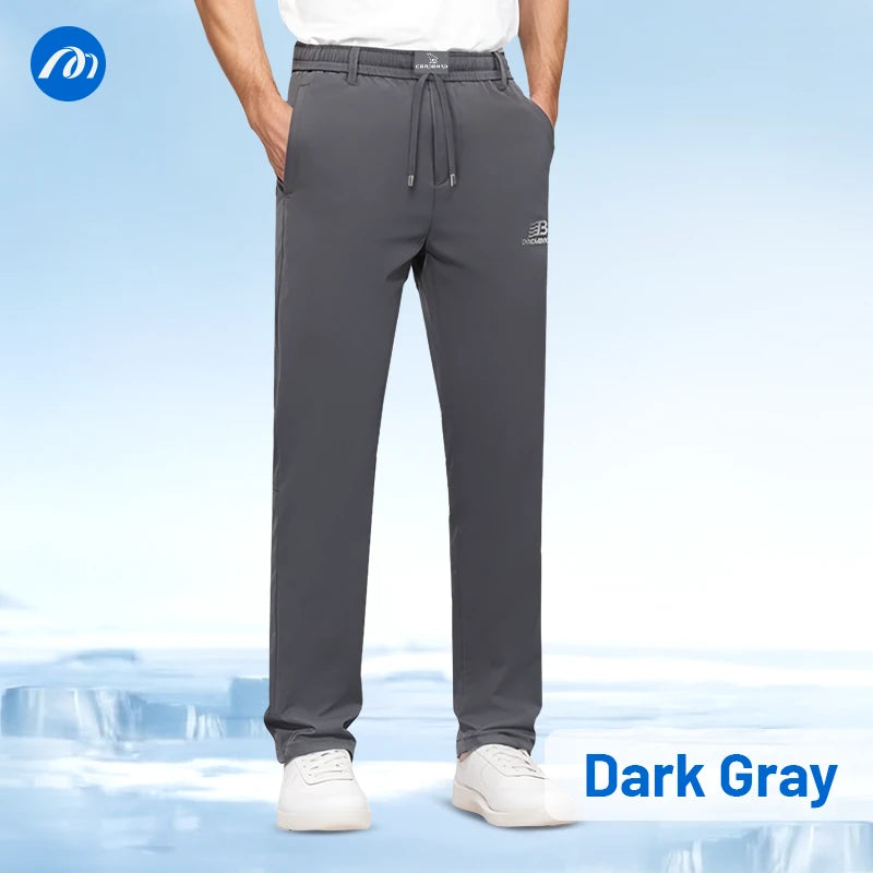 Jerrycomfit - Ice Silk Mesh Panel Casual Pants