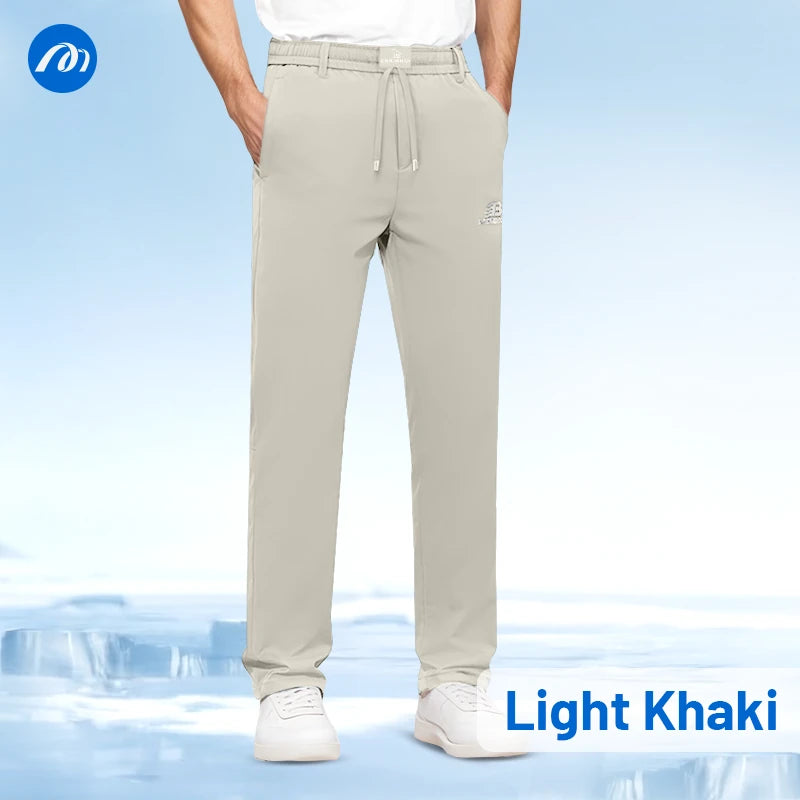 Jerrycomfit - Ice Silk Mesh Panel Casual Pants