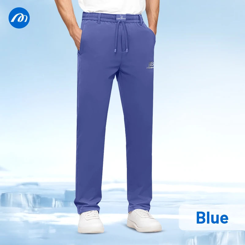 Jerrycomfit - Ice Silk Mesh Panel Casual Pants