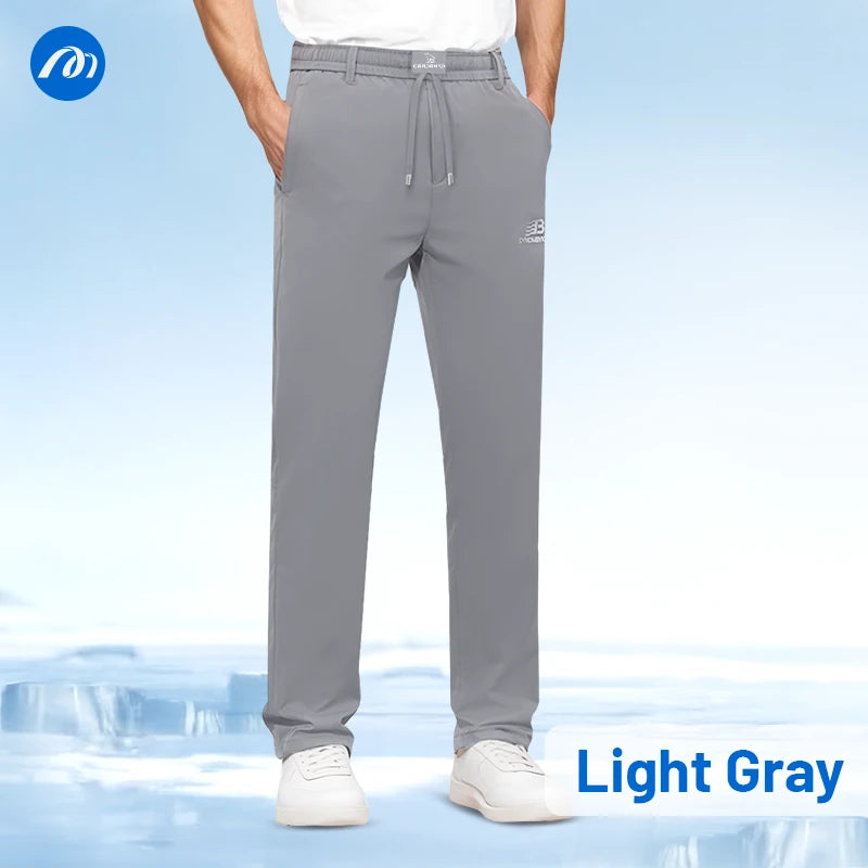 Jerrycomfit - Ice Silk Mesh Panel Casual Pants