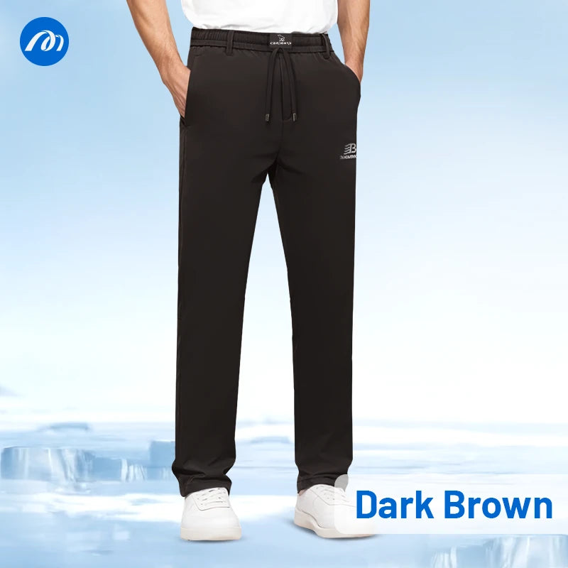 Jerrycomfit - Ice Silk Mesh Panel Casual Pants