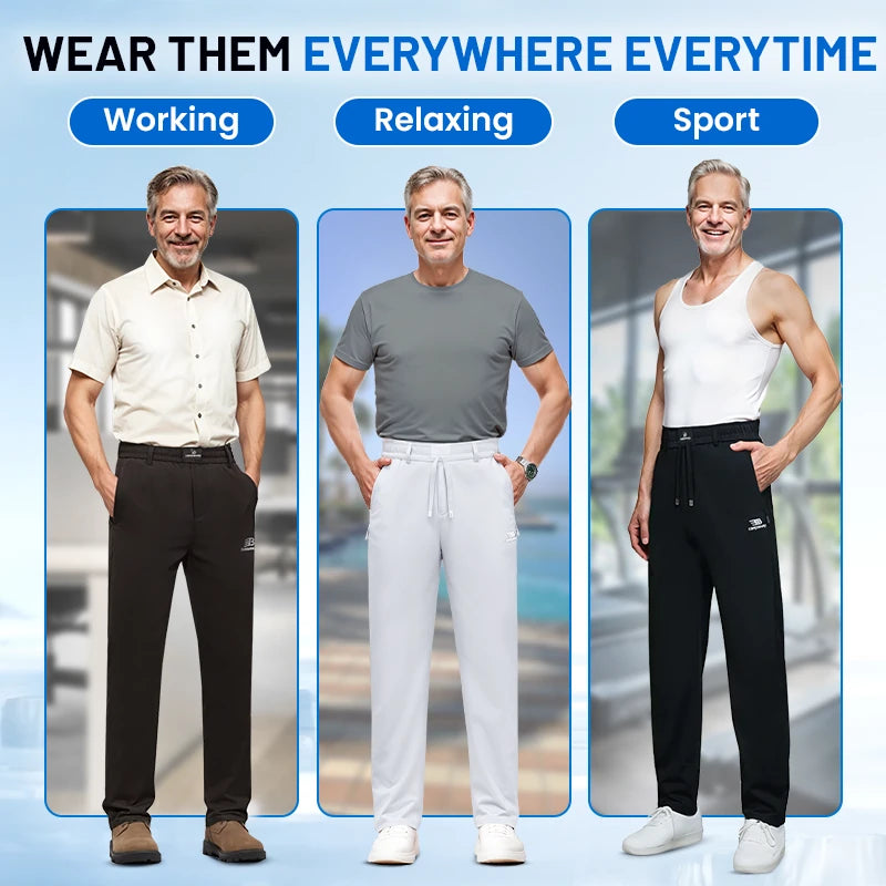 Jerrycomfit - Ice Silk Mesh Panel Casual Pants