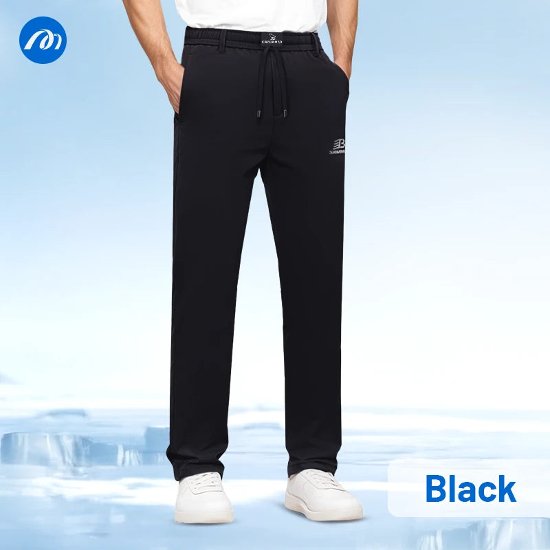 Jerrycomfit - Ice Silk Mesh Panel Casual Pants